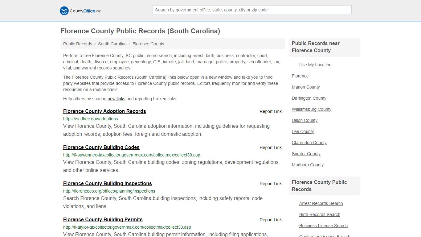 Public Records - Florence County, SC (Business, Criminal ...